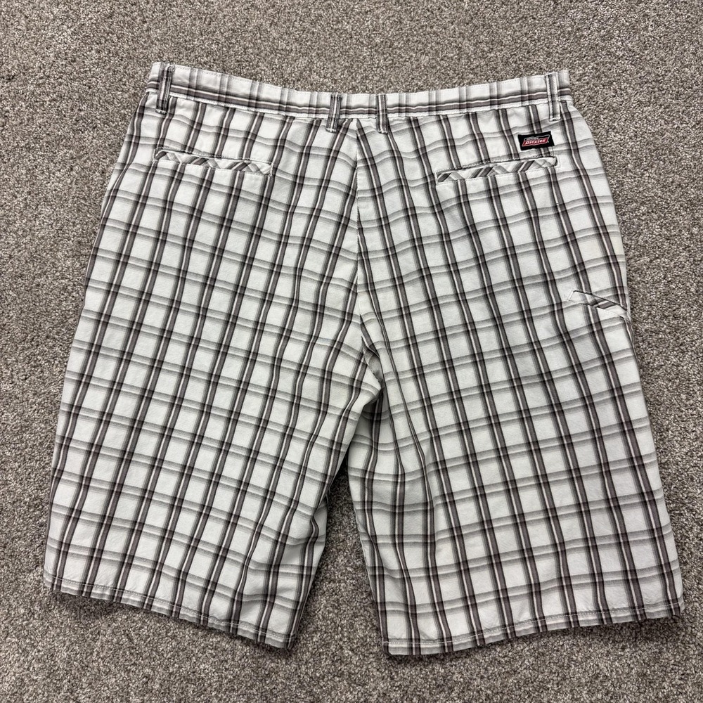 Dickies Cargo Shorts Mens 40 Gray Plaid Relaxed Pockets Workwear Casual Summer - Picture 4 of 13